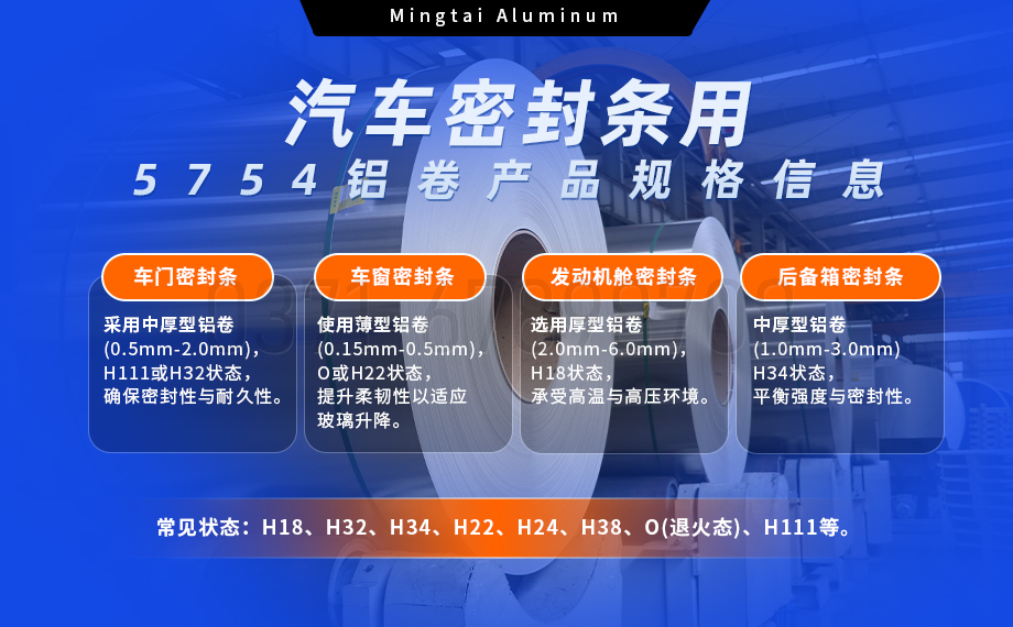 5754铝卷：汽车密封条轻量化与耐久性的理想之选